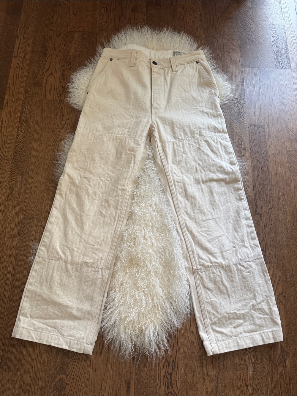 Men's Cream Wide-Leg Utility Pants - Freenote, Ortega pant